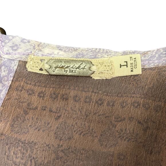 Gimmicks by BKE sleeveless lace panel top embroidered sequins romantic boho L - Picture 7 of 11